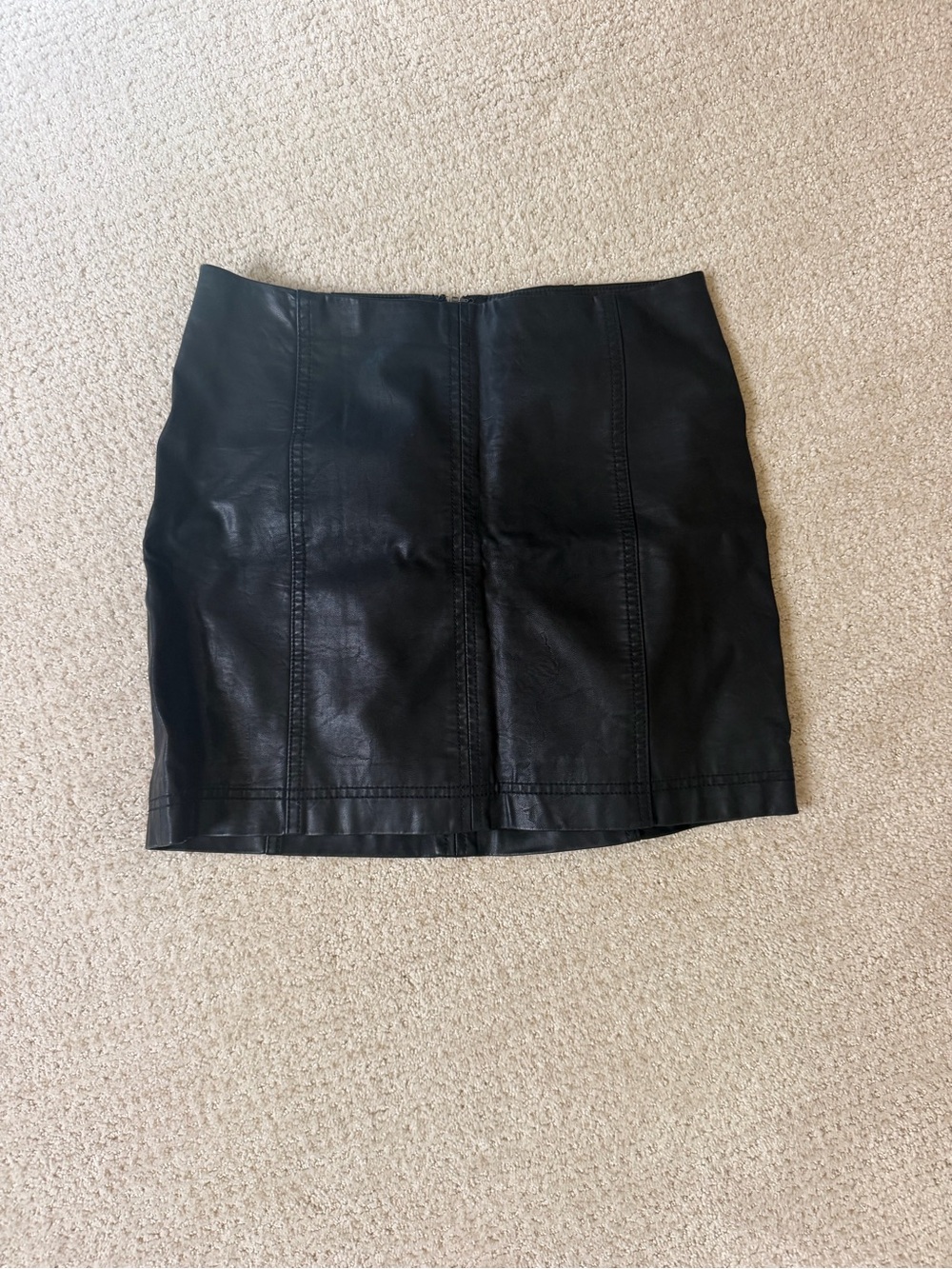 Free People Black Vegan Leather Mini Skirt Size 8